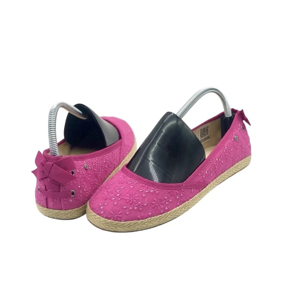 UGG‎ Australia Pink Eyelet Espadrille Flats Bow Back 1004022K Womens 6
